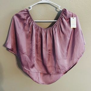 Off the Shoulder Silky Cropped Shirt - F21 XL
